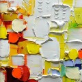 パレットナイフによるカラーブロックの抽象的なディテールウォールアートミニマリズム